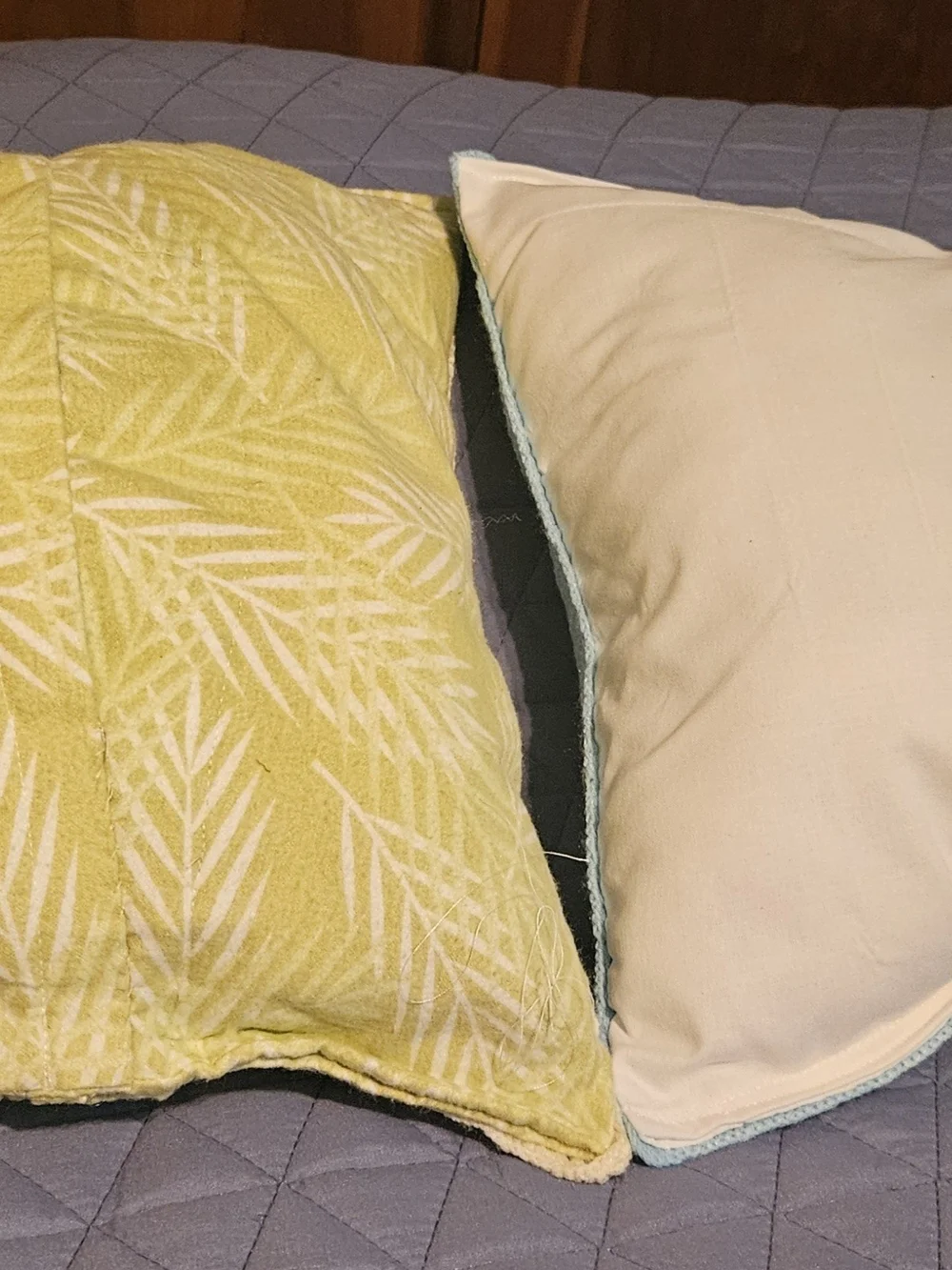 Yellow and Light Blue Hand-Crocheted Horseman and Dog Accent Pillow Covers